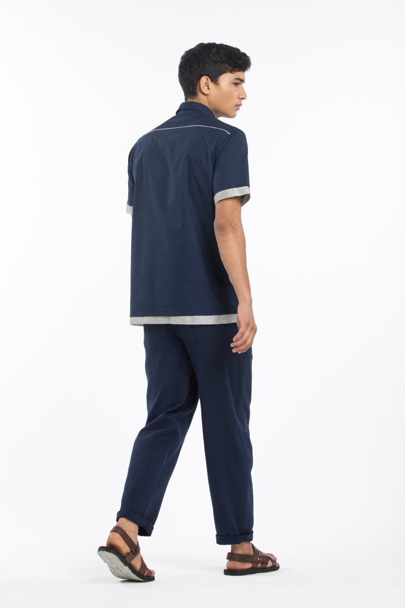 Half Sleeve Shirt Co-ord- Navy - Three