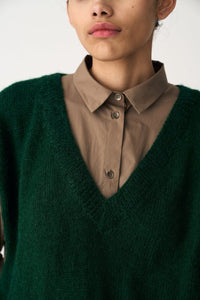 Hand Knitted Sweater Vest Co-ord - Emerald Green (Set of 2) - Three