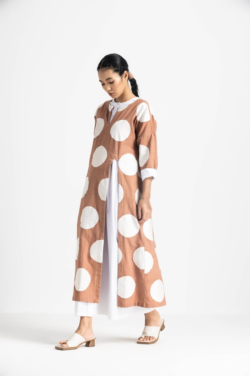 High Slit Applique Tunic - Champagne - Three