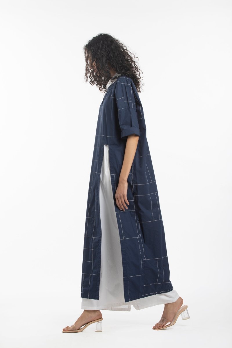 High Slit Dress Co-ord- Navy – Three Clothing