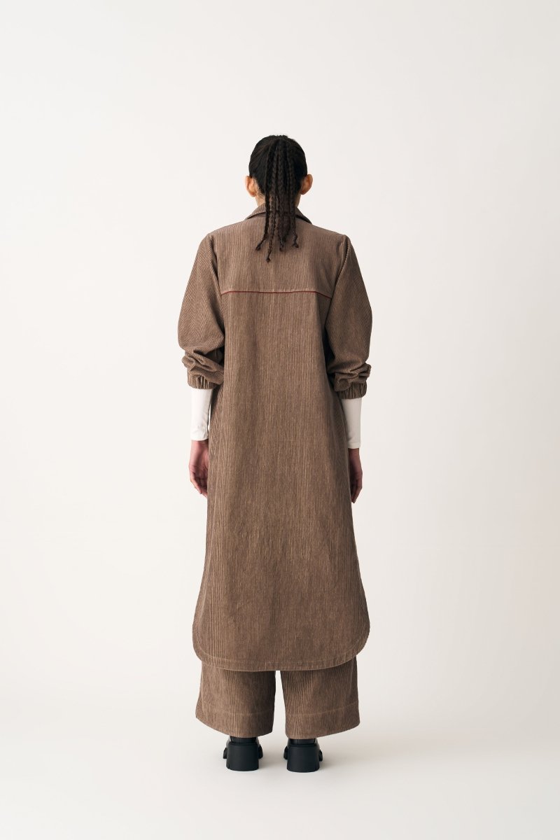 High Waist Corduroy Broad Bottom - Umber - Three