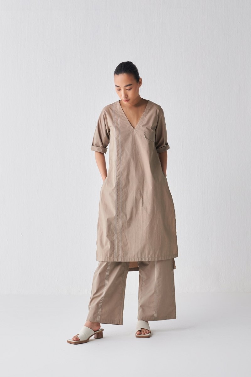 High Waist Emb Broad Bottom - Sage - Three