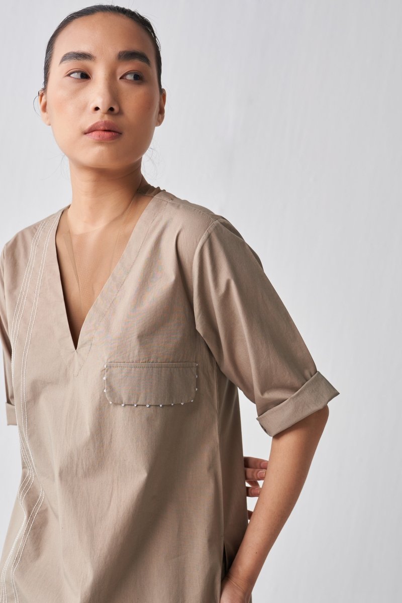 High Waist Emb Broad Bottom - Sage - Three