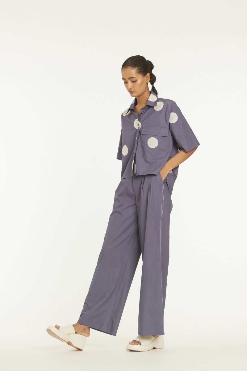 High Waist Pleated Pant Violet - Three