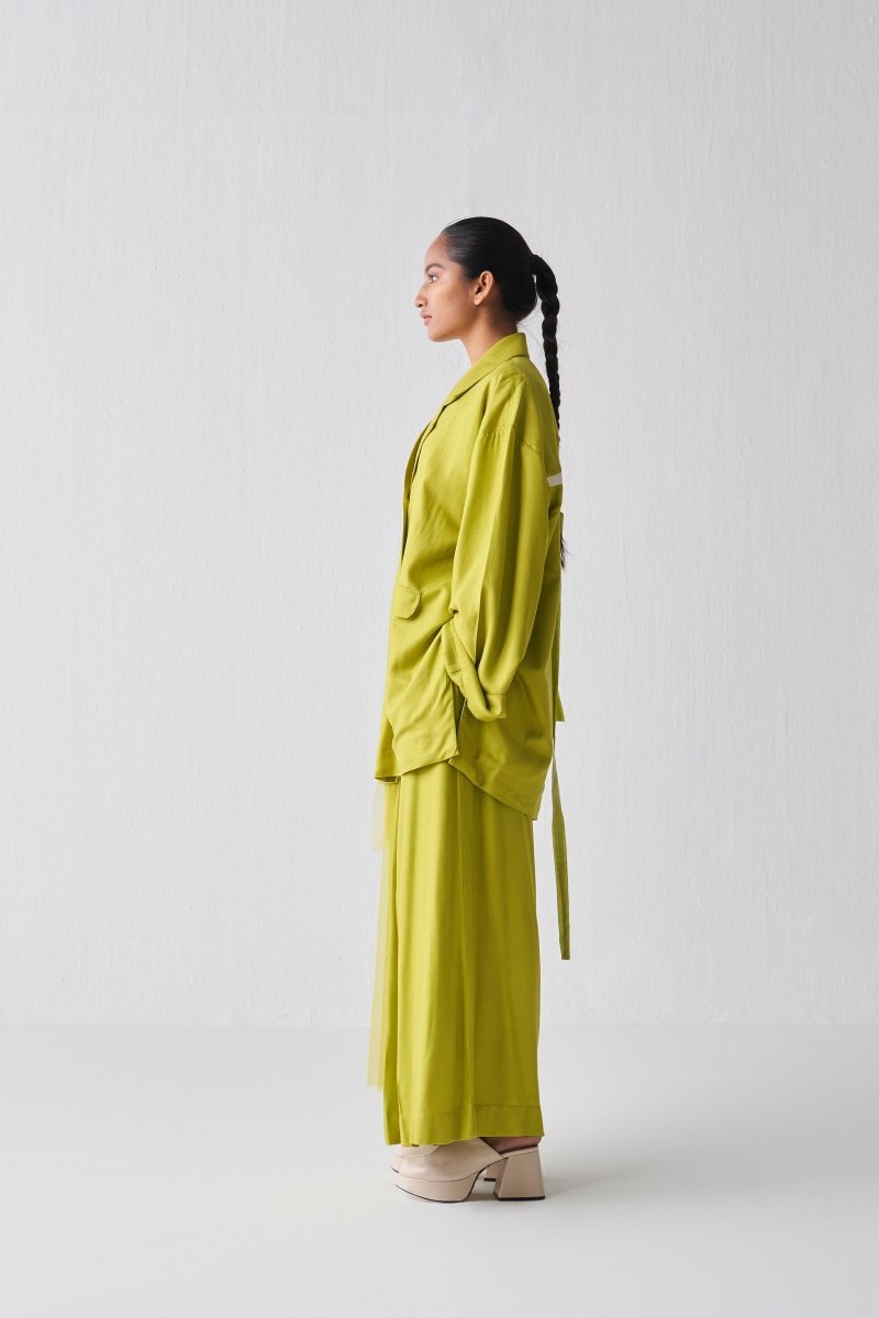 Inverted Box Pleat Bottom - Lime - Three