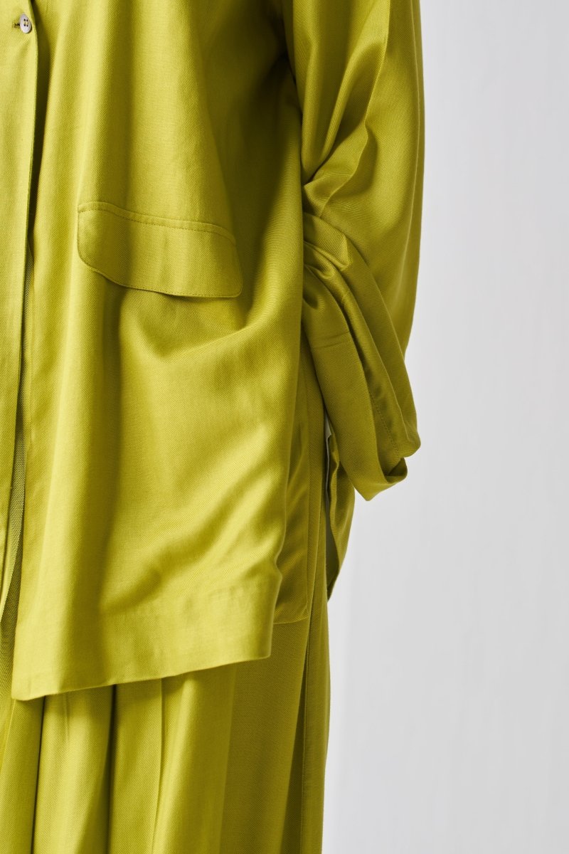 Inverted Box Pleat Bottom - Lime - Three