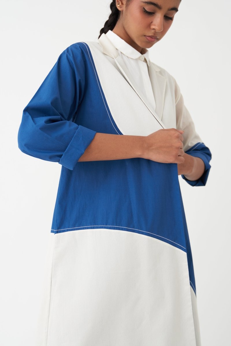 Moon Jacket - Electric Blue And Ivory - Three