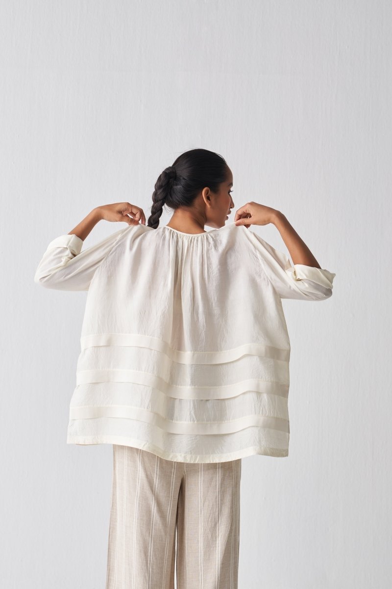 Multi Pleat Top - Ivory - Three