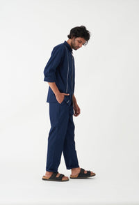 Navy Front Pleat Pant - Navy - Three