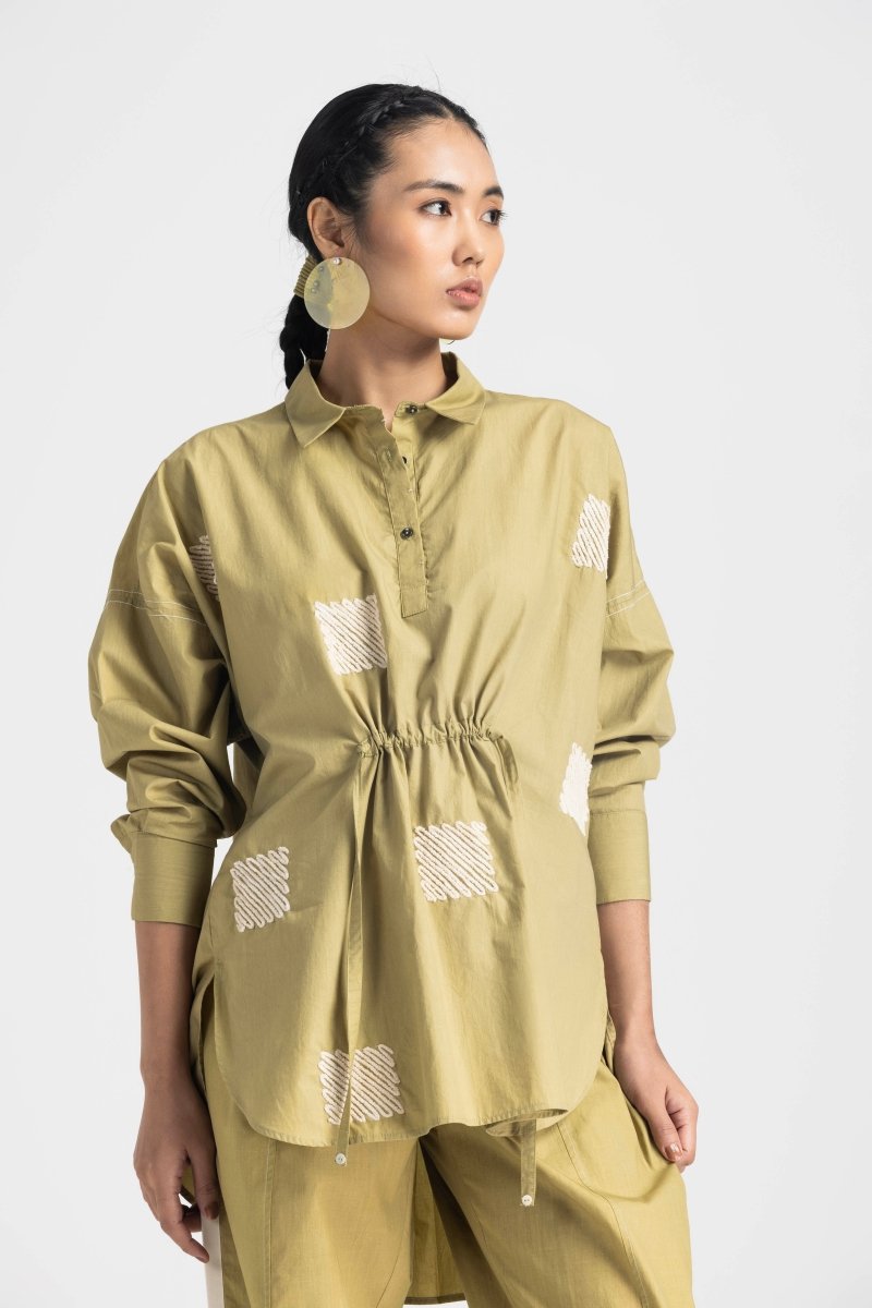 New Narrow Bottom with Side Pleat - Moss Green - Three