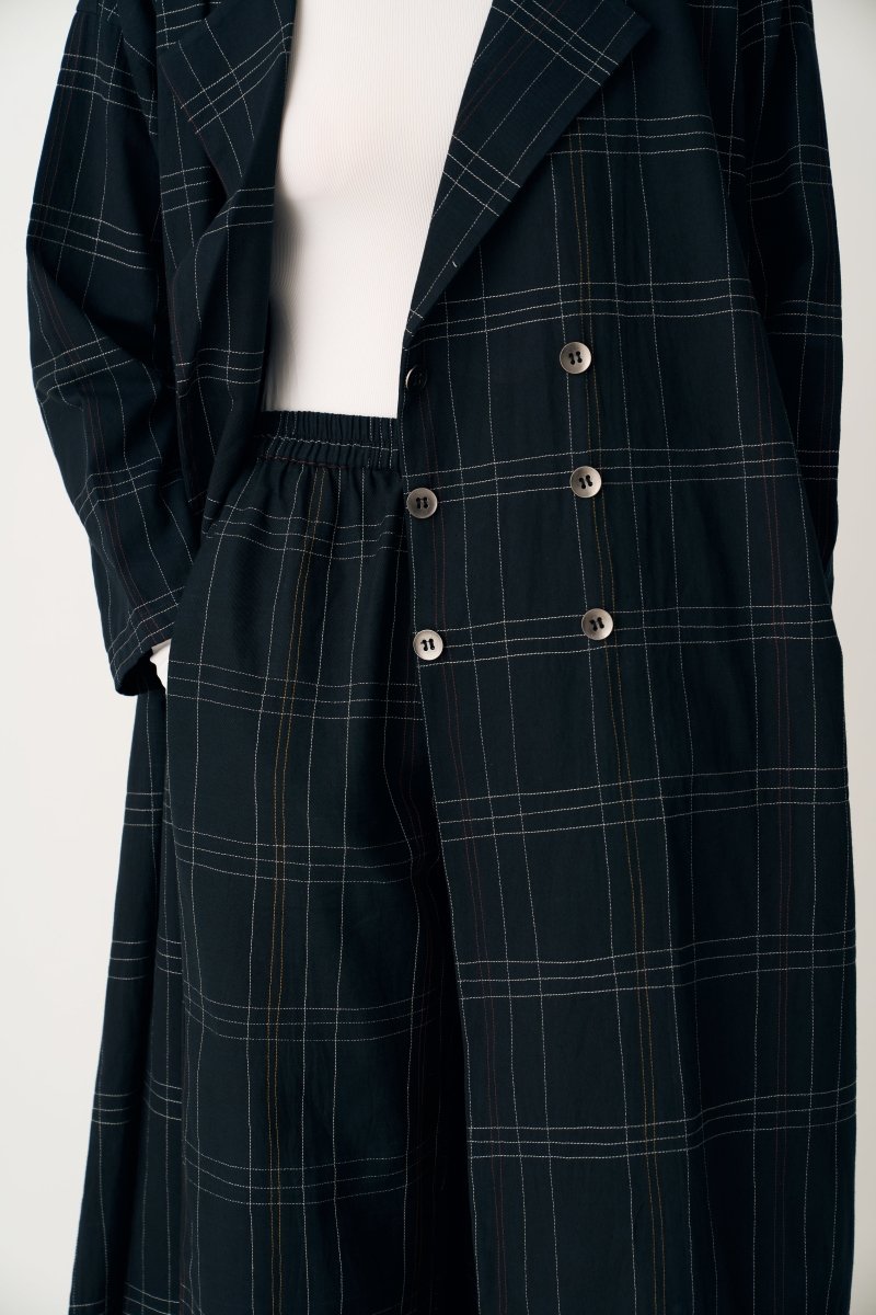 Overlap Kaftan Co-ord - Black Check (Set of 2) - Three
