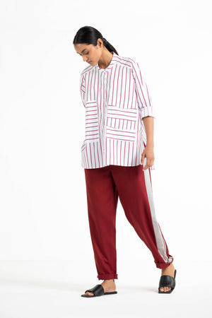New Narrow Bottom Side stripe Crimson Red