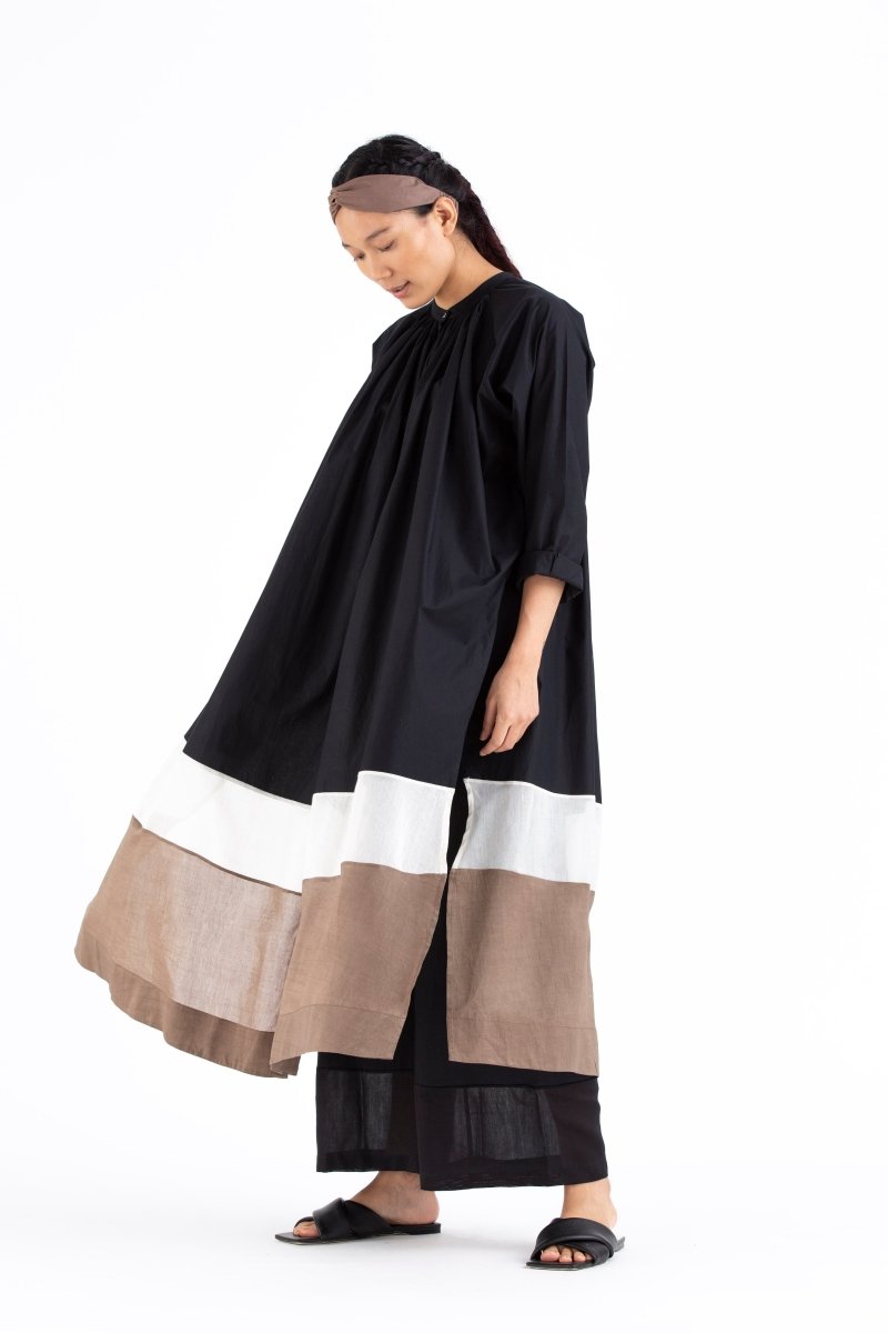Panel Gather Neck Co-ord- Black - Three