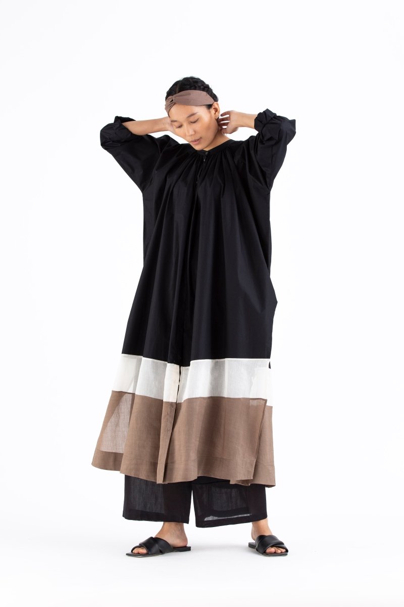 Panel Gather Neck Co-ord- Black - Three
