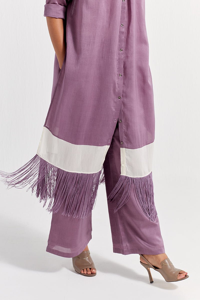 Panel Gather Neck Shirt (Set of 2) - Lilac - Three