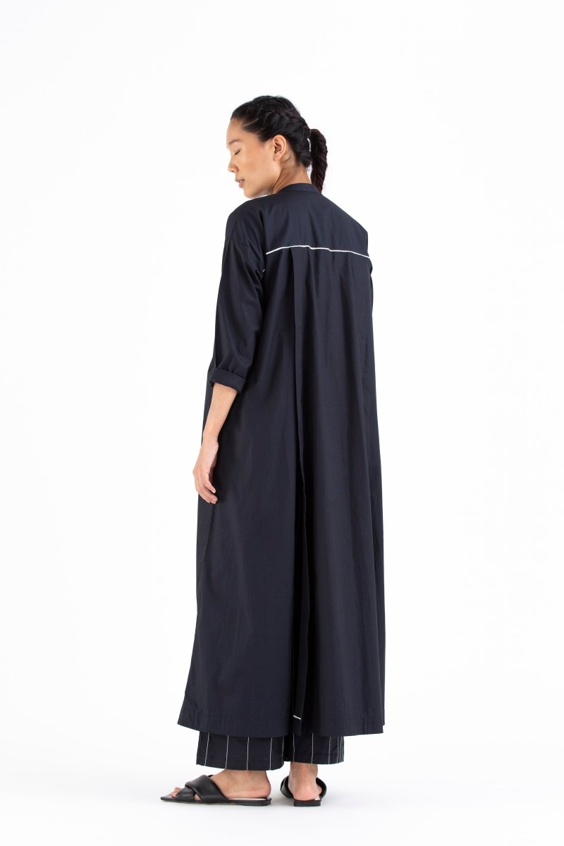 Panel Slit Shirt- Black - Three