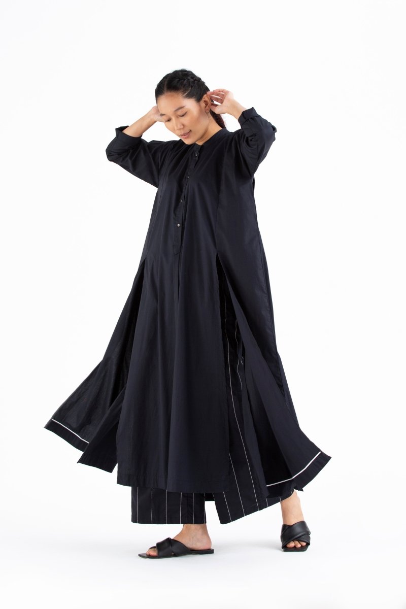 Panel Slit Shirt Co-Ord- Black - Three