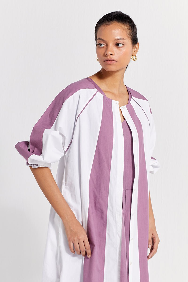 Panelled Jacket - White And Lilac - Three