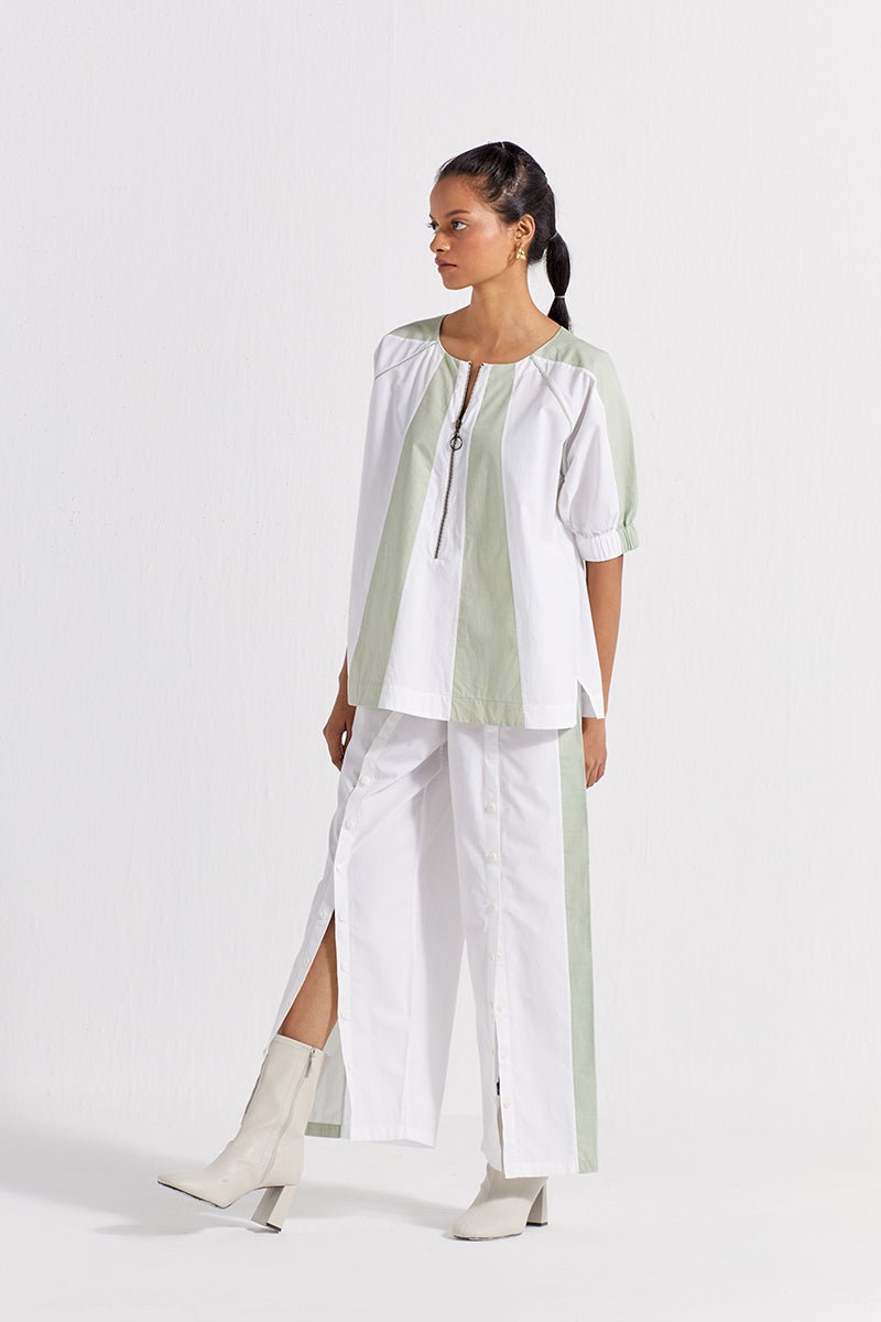 Panelled Top - White - Three