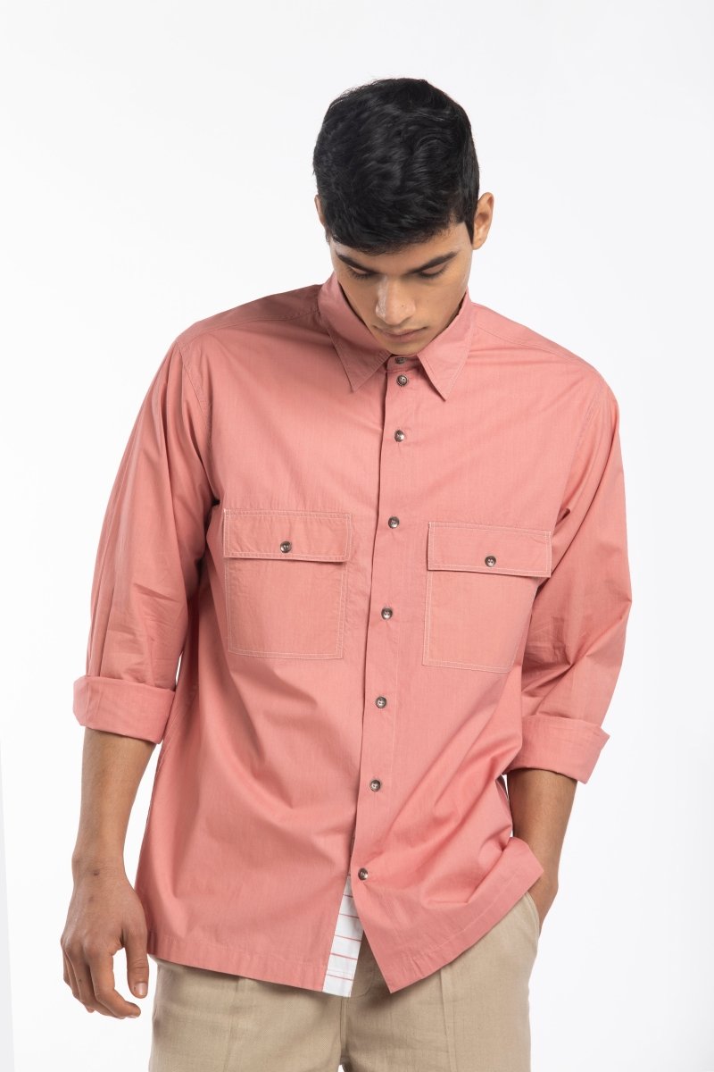 Patch Pocket Shirt Co-ord- Dusty Rose - Three