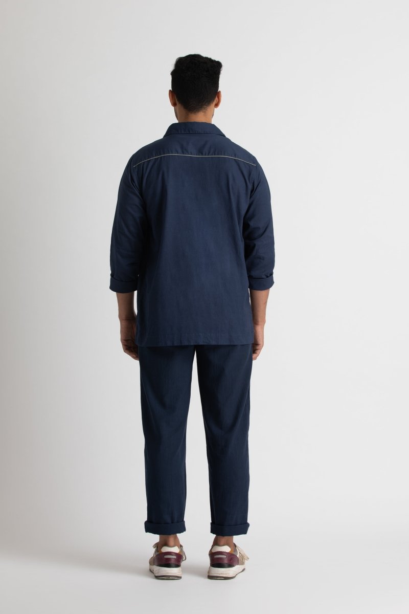 Patch Pocket Shirt Co-ord- Navy - Three