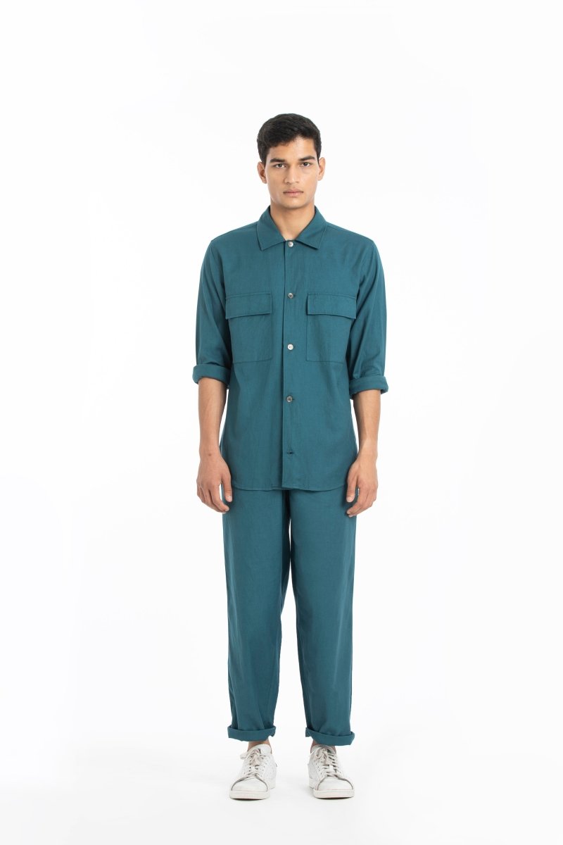 Patch Pocket Shirt Co-ord- Teal - Three