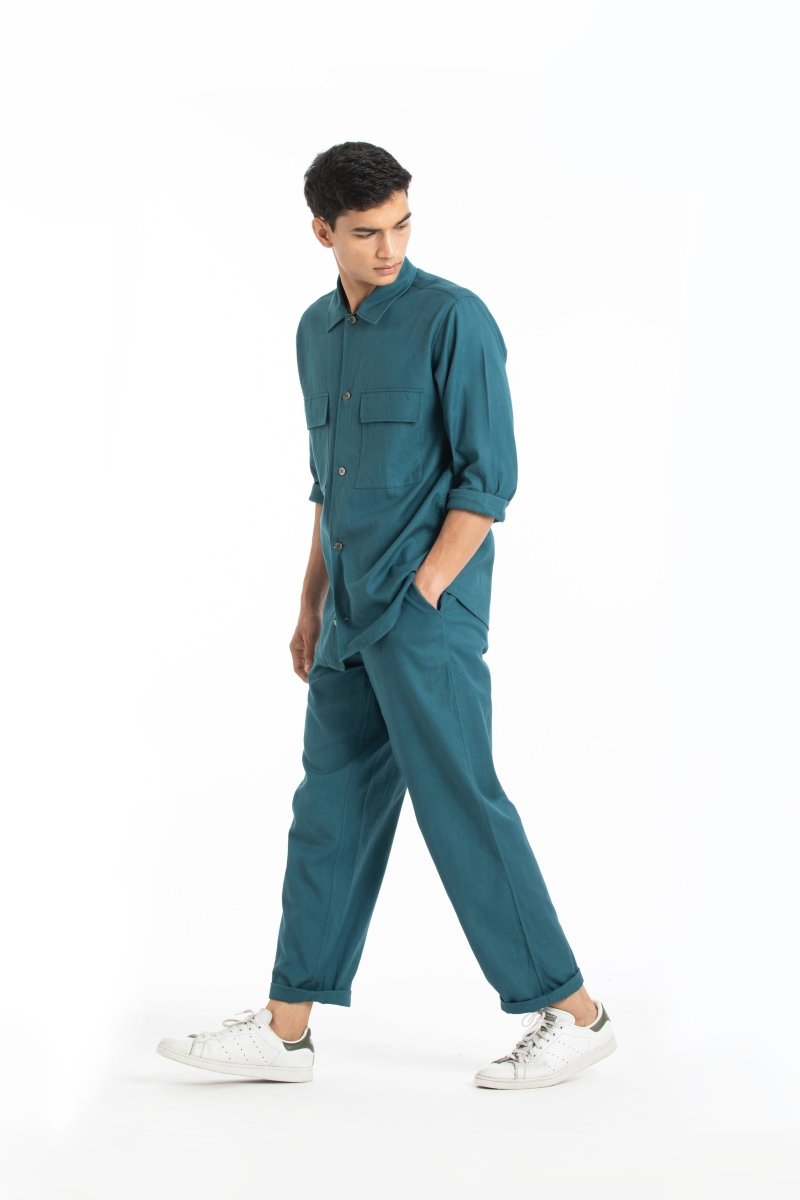 Patch Pocket Shirt Co-ord- Teal - Three