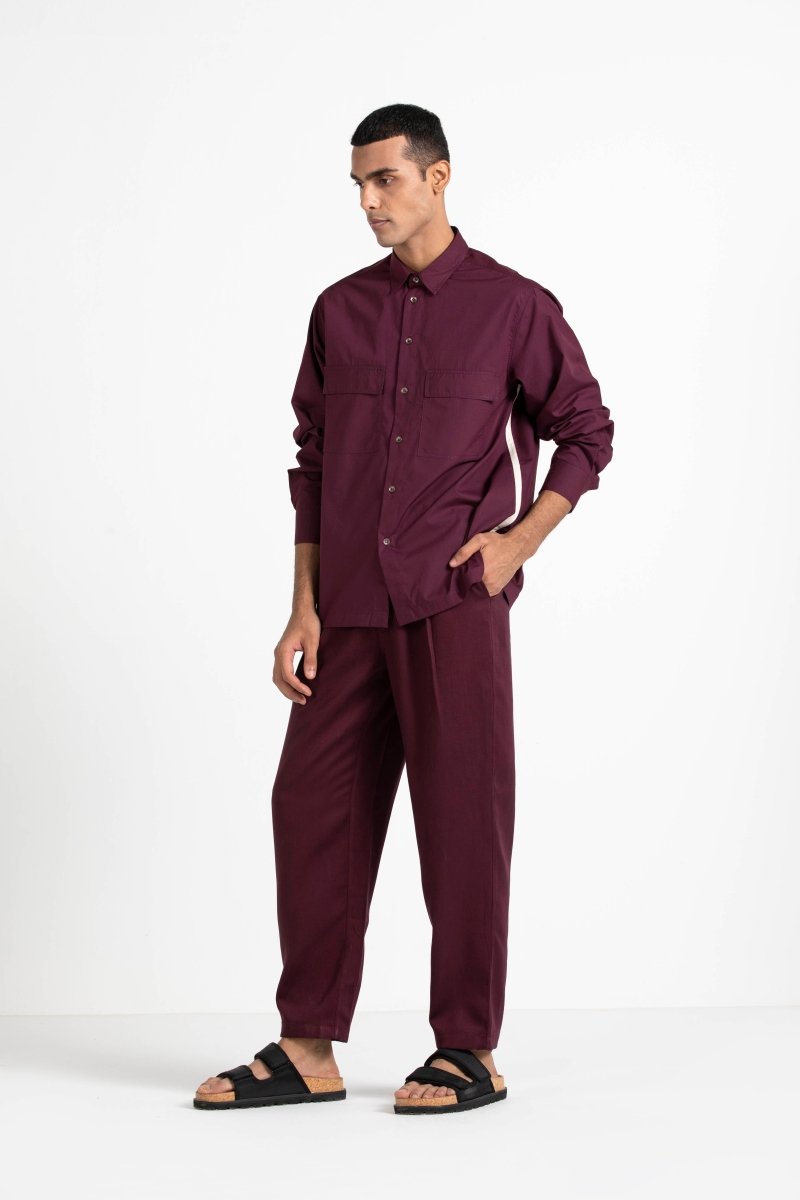 Patch Pocket Shirt Co-ord Wine - Three