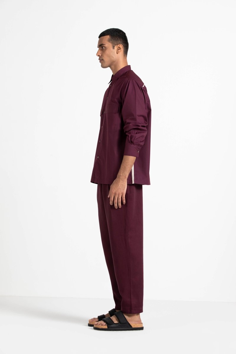 Patch Pocket Shirt Co-ord Wine - Three