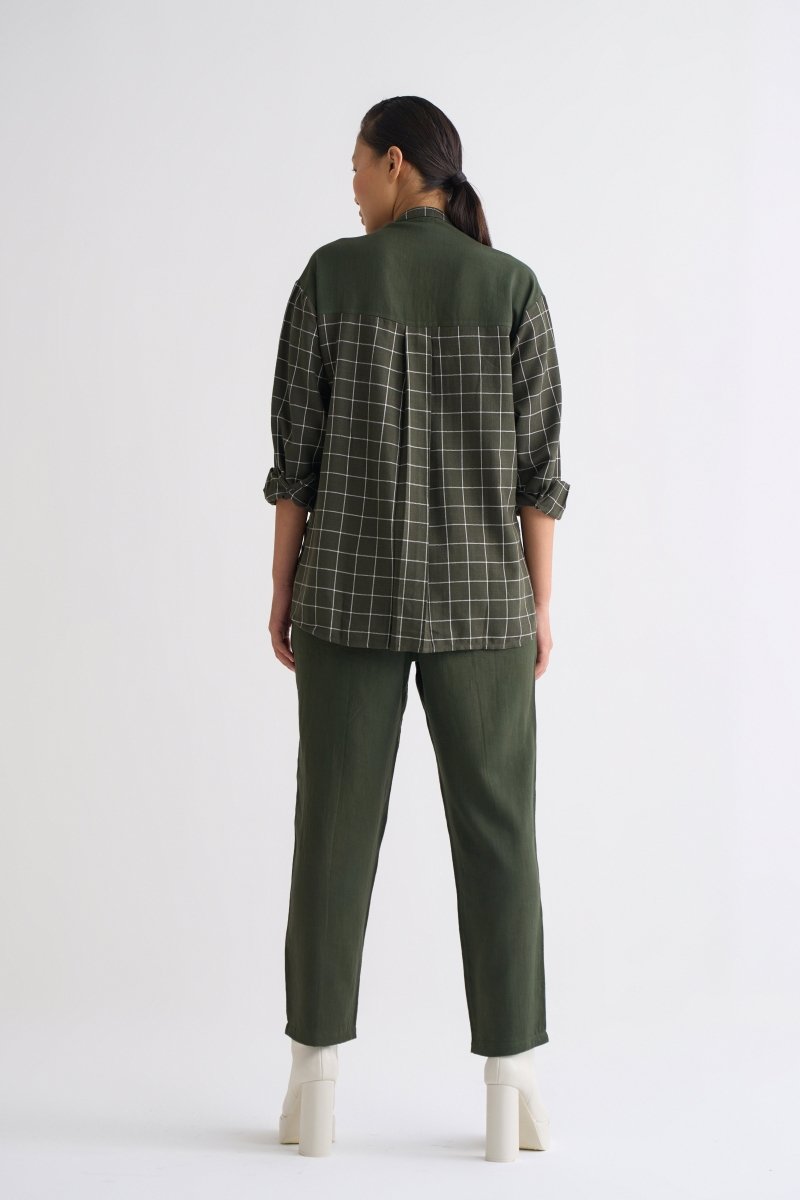 Patch Pocket Shirt - Olive Check - Three
