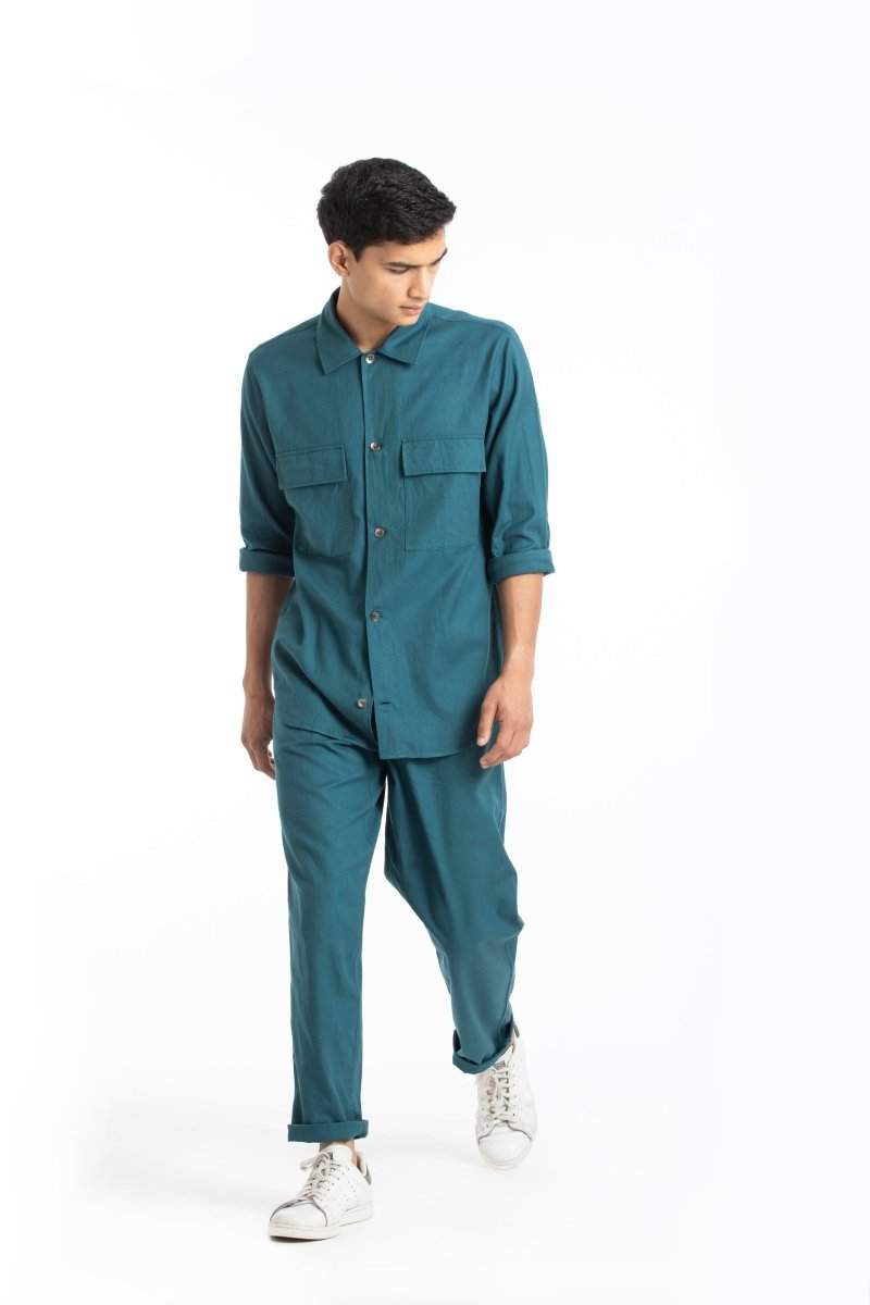 Patch Pocket Shirt- Teal - Three