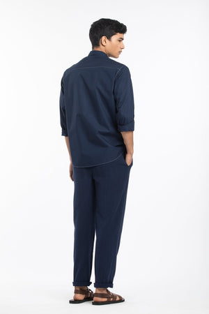 Patched Pocket Shirt Co-ord Navy - Three