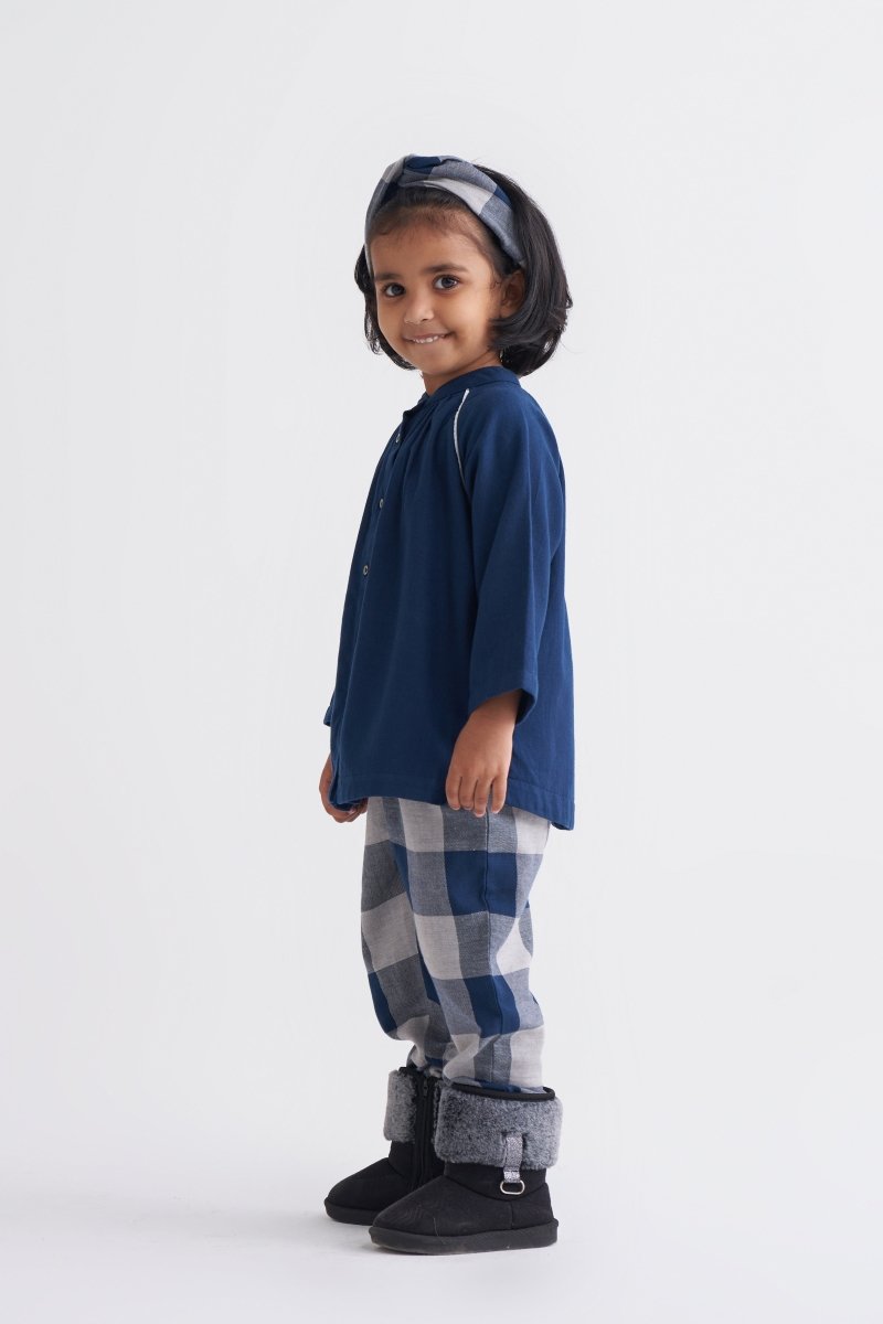 Peasant Top Co-ord - Navy - Three