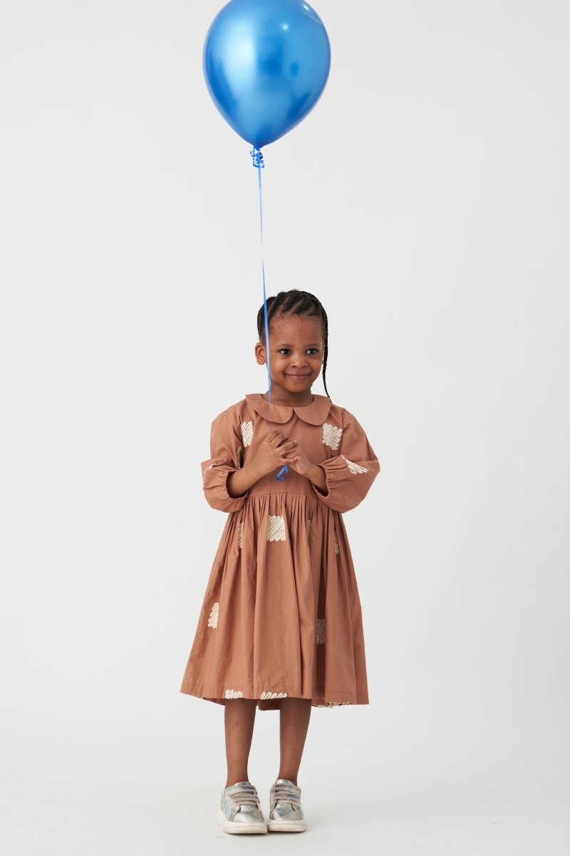 Peter Pan Collar Dress - Champagne - Three