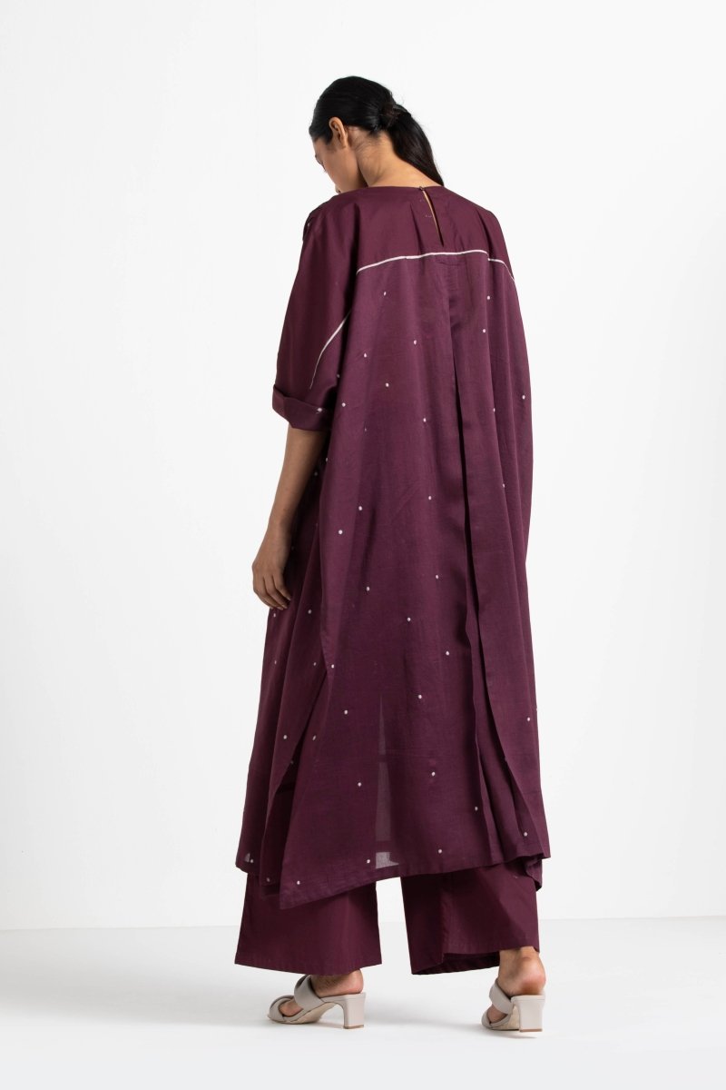 Pintuck Kaftan Co-ord Wine - Three