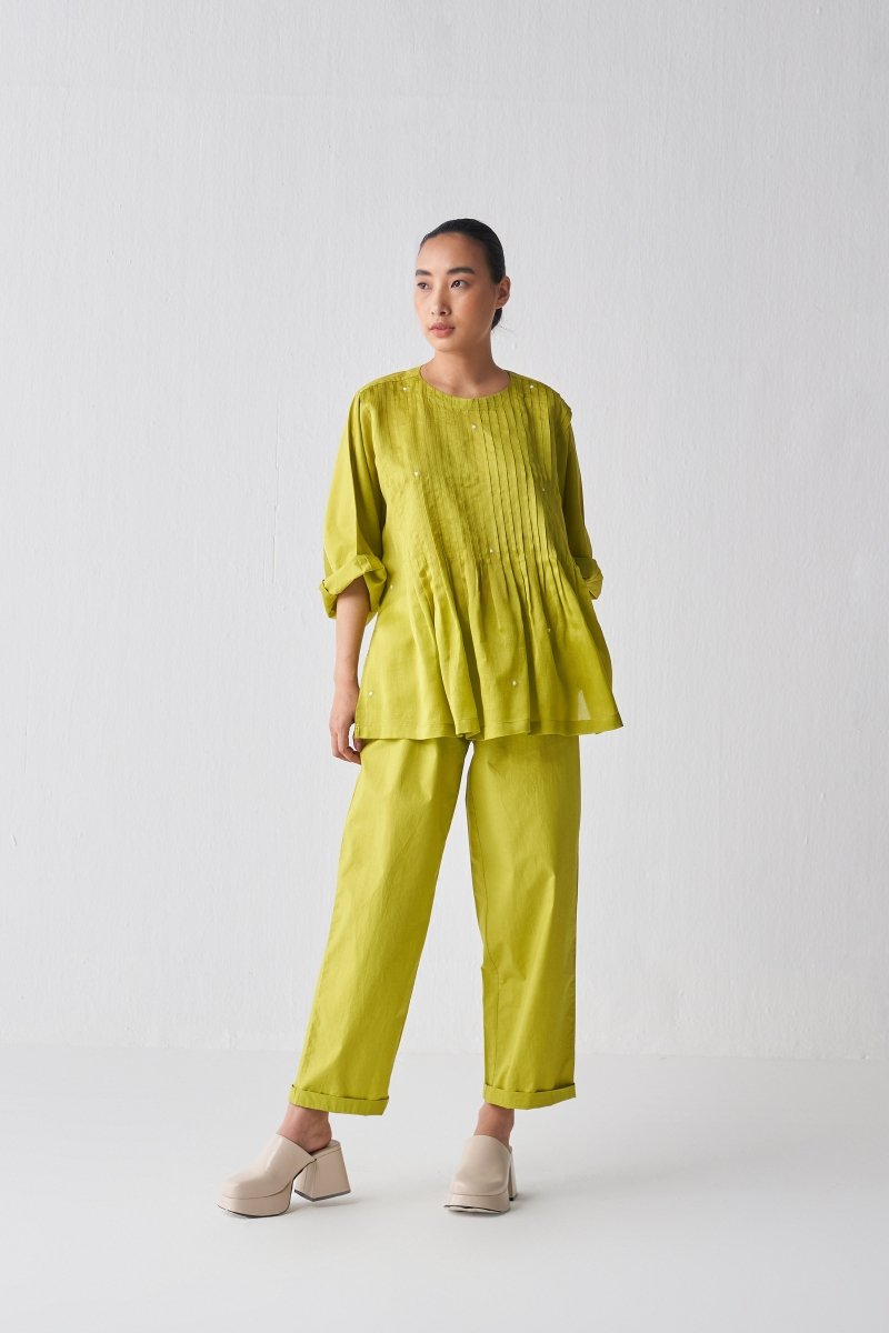 Pintuck Polka Top Co ord - Lime - Three