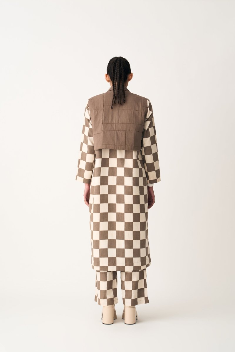 Quilted Yoke Trench Overlay - Umber Check - Three