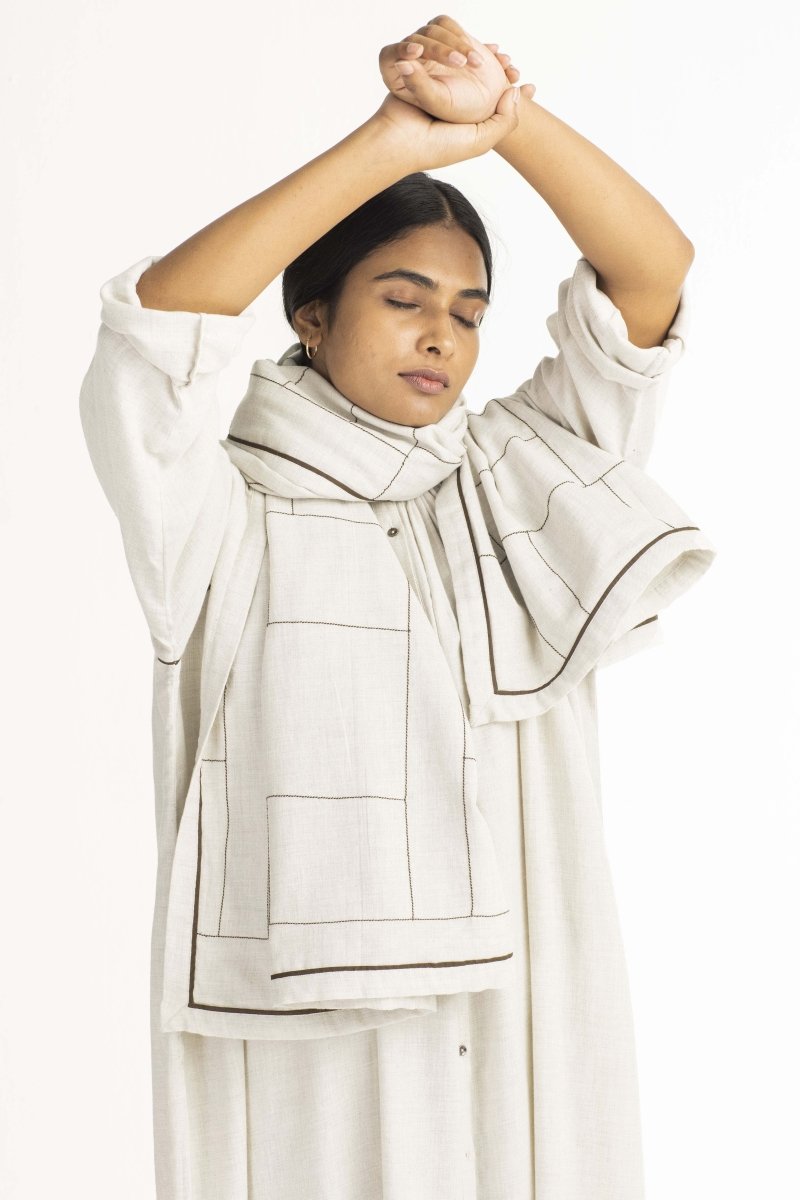Scarf- Beige Embroidery - Three
