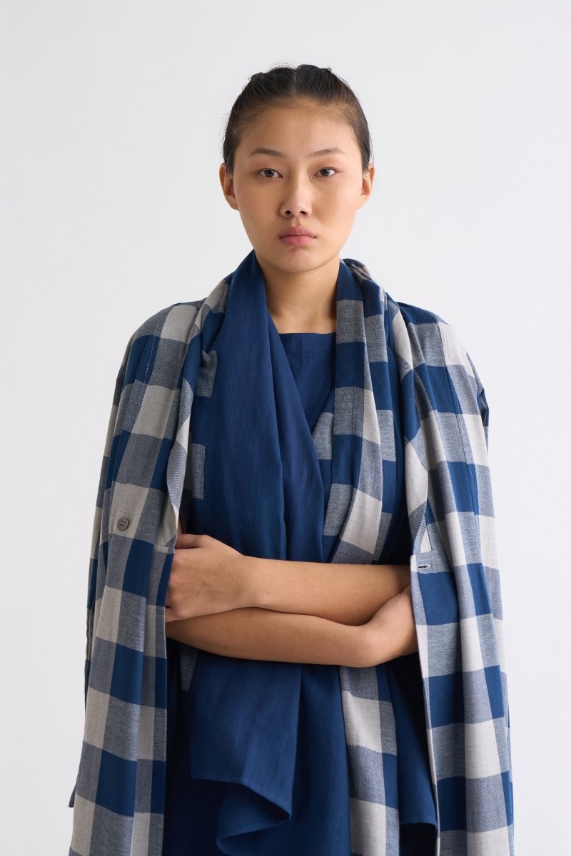 Scarf - Navy/checks - Three