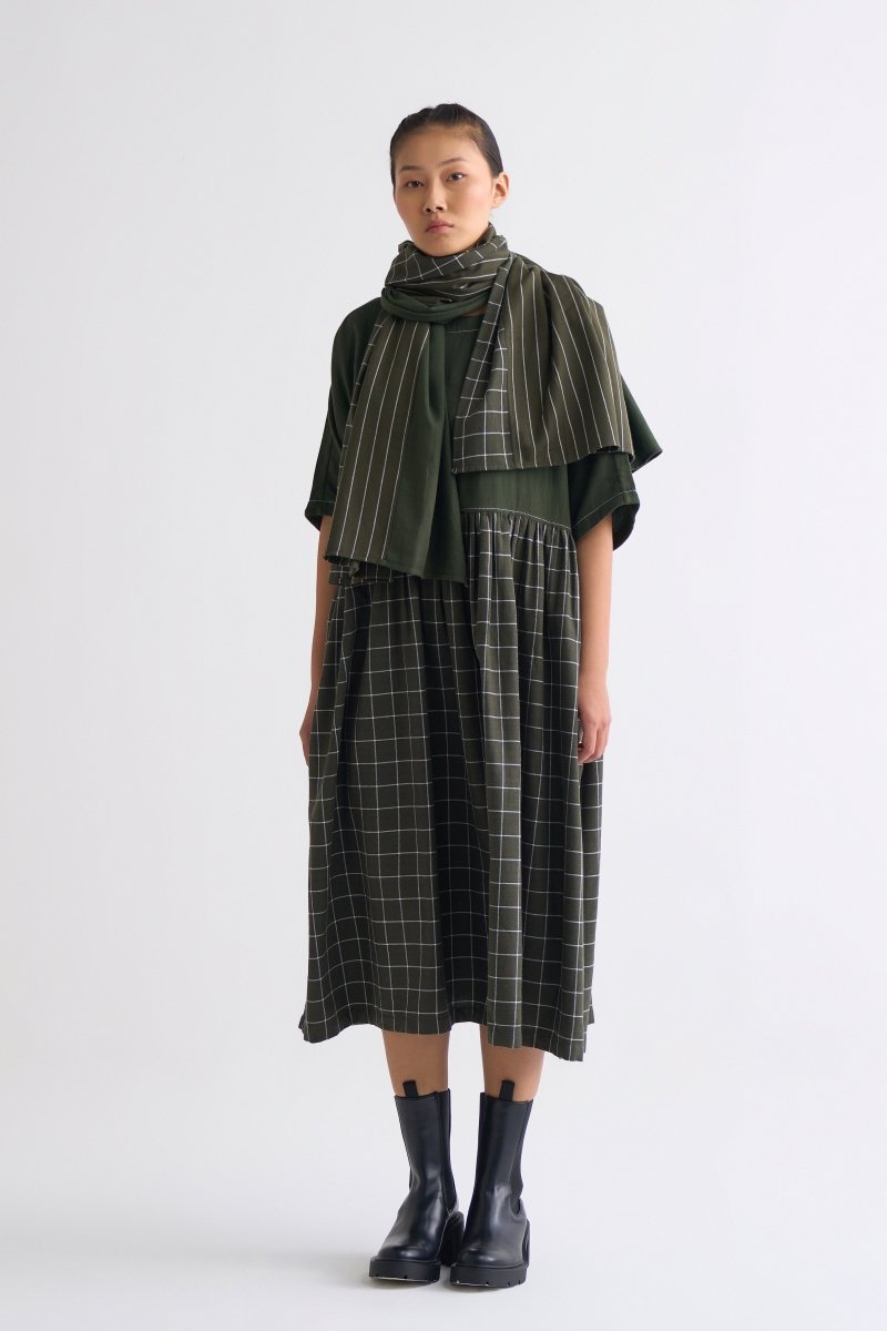 Scarf - Olive Stripe/check - Three