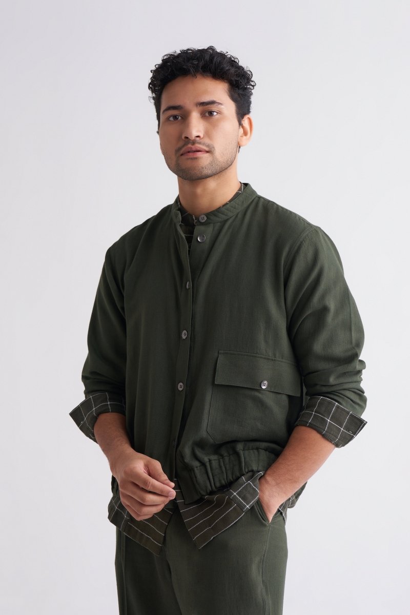 Short Jacket Co-ord (Set of 3) - Olive - Three