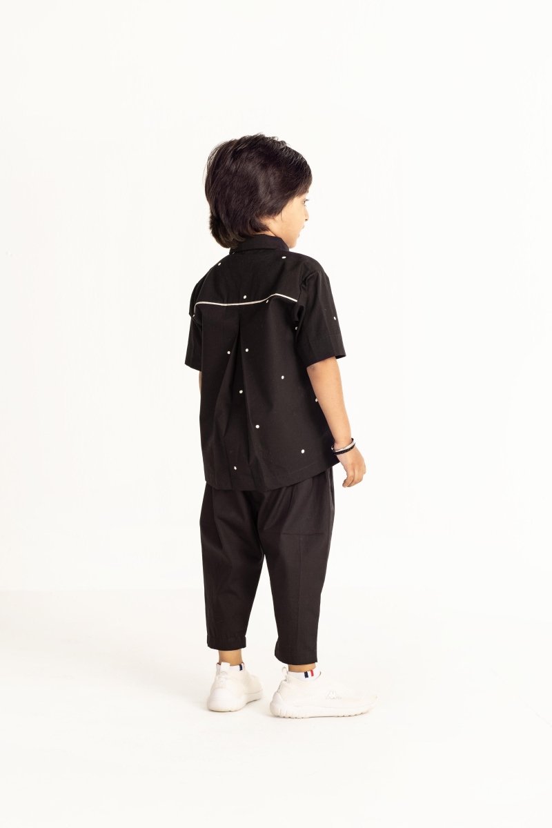Short Top Co-ord- Black Polka - Three