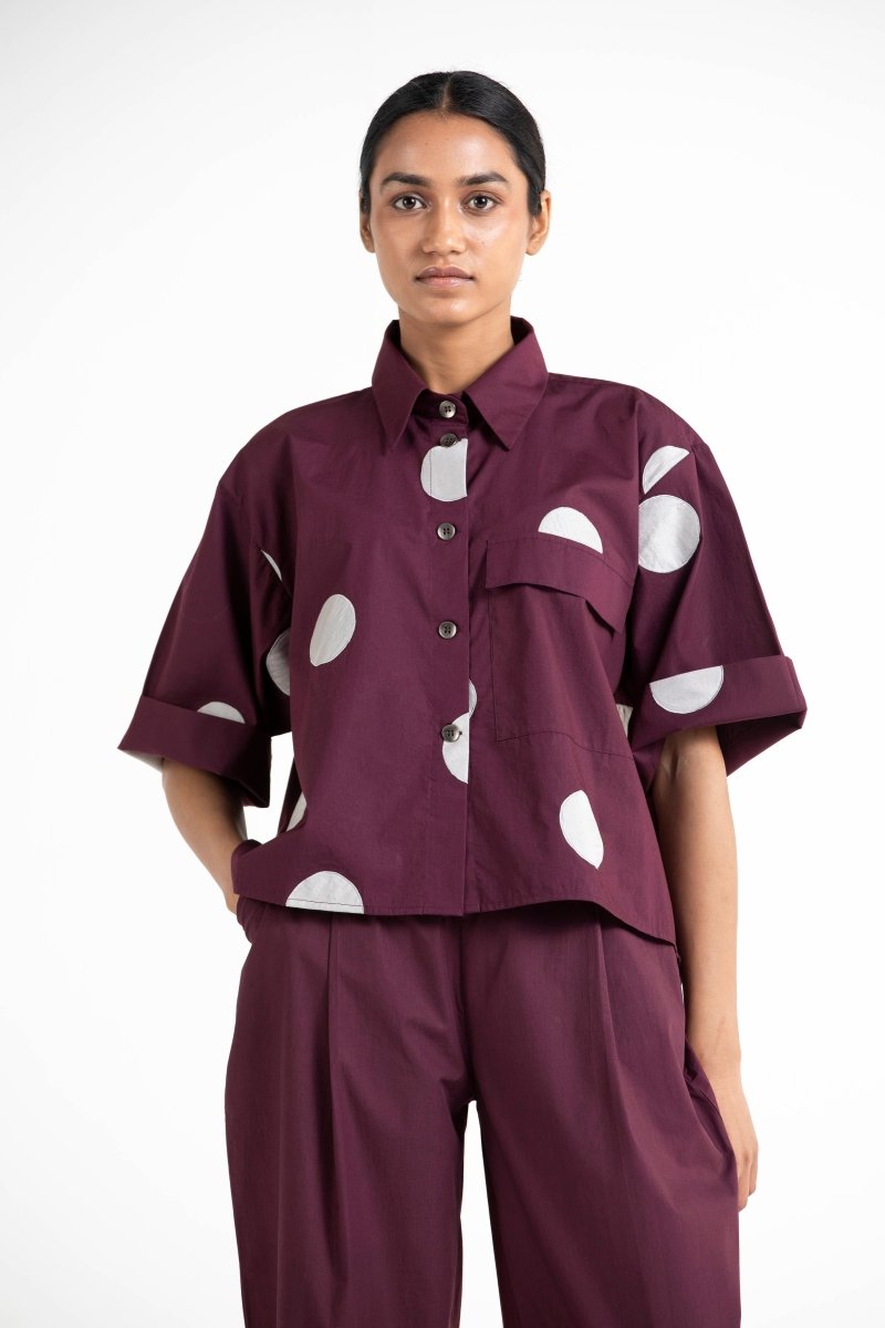 Short Top Co-ord - Wine Polka - Three