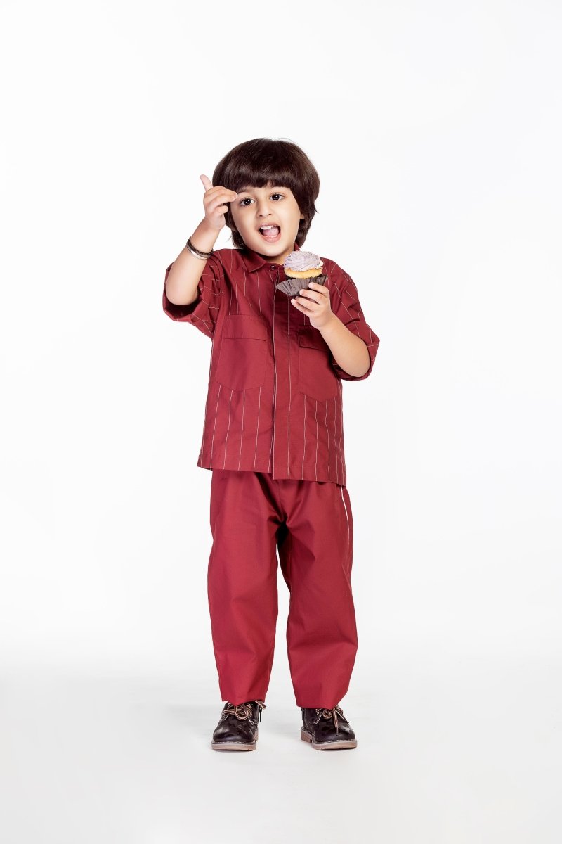 Side Stripe Pant- Crimson Red - Three