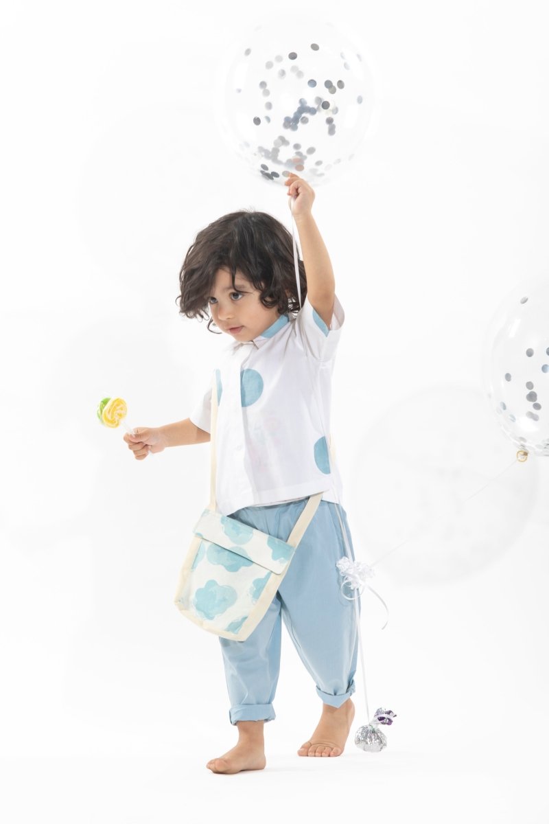 Side Stripe Pant- Powder Blue - Three