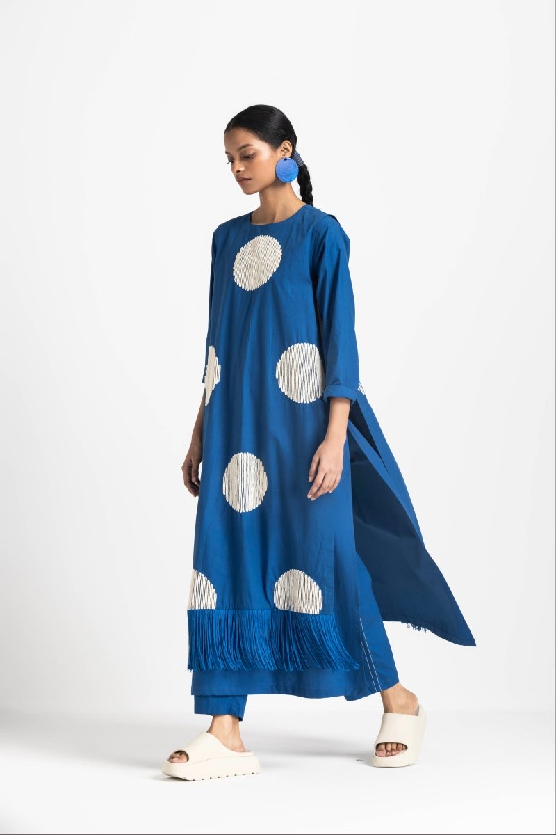 Side Tie Overlay Tunic Co-ord - Electric Blue - Three