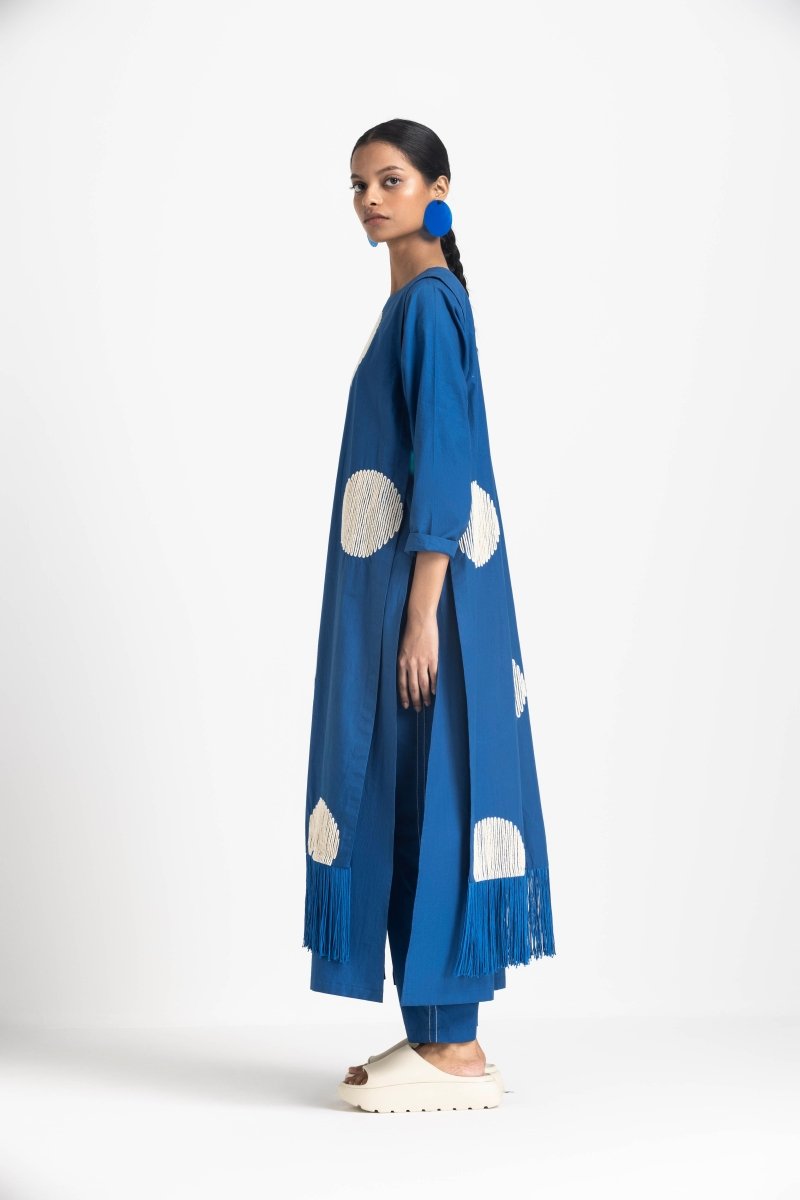 Side Tie Overlay Tunic Co-ord - Electric Blue - Three