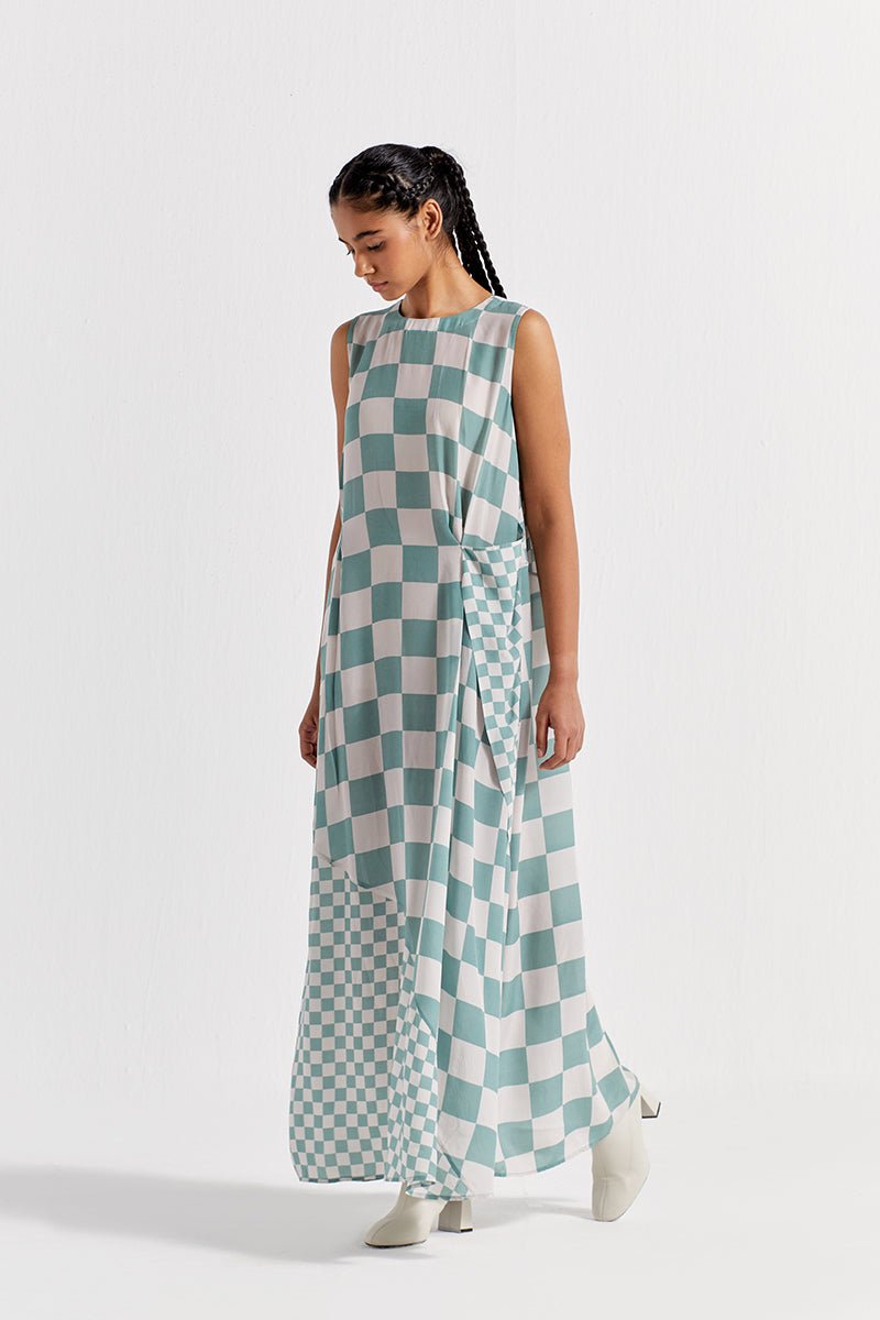Sleeveless Asymmetric Dress - Jade - Three