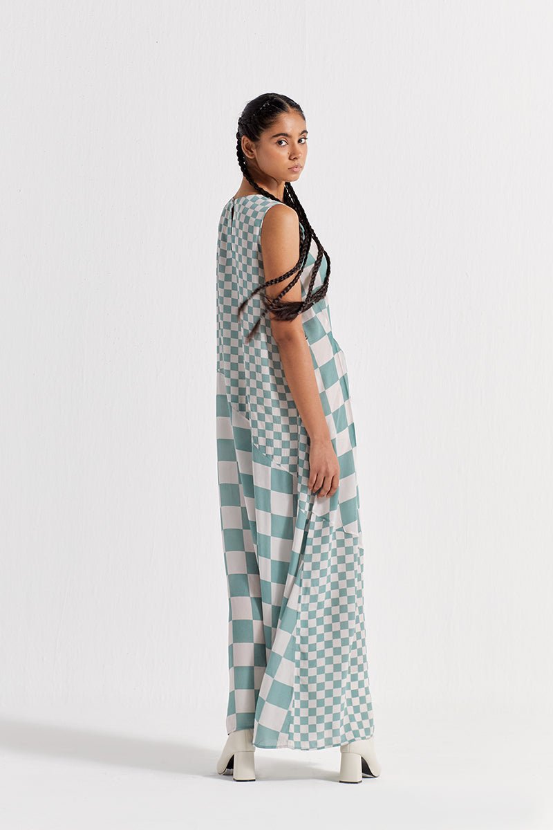 Sleeveless Asymmetric Dress - Jade - Three