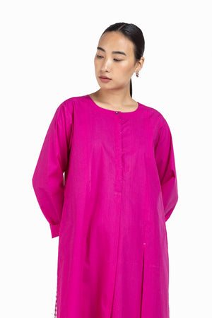 U-hem Kurta Co-ord Hot Pink